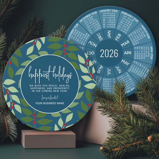 Agenda 2023 - Blauw groen botanisch geluk Feestdagenkaart