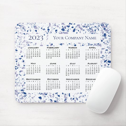 Agenda 2023 Blauw wit Terrazzo Aangepast Muismat (Met muis)