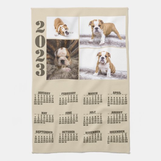 Agenda 2023 Dog Pet 4 Foto Collage 2023 Theedoek (Verticaal)