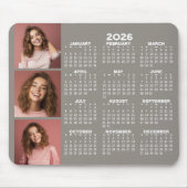 Agenda 2023 met 3 fotocollage - taupe muismat (Voorkant)
