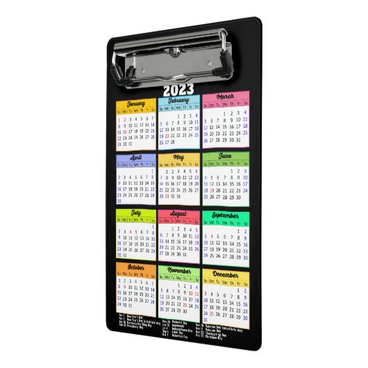 Agenda 2023 met openbare Feestdagen Modern Mini Klembord (Angled2)