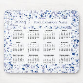 Agenda 2024 Blauw wit Terrazzo Aangepast Muismat (Voorkant)