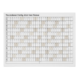 Agenda 2024 jaar Planner Familienaam Kantoor Perfect Poster