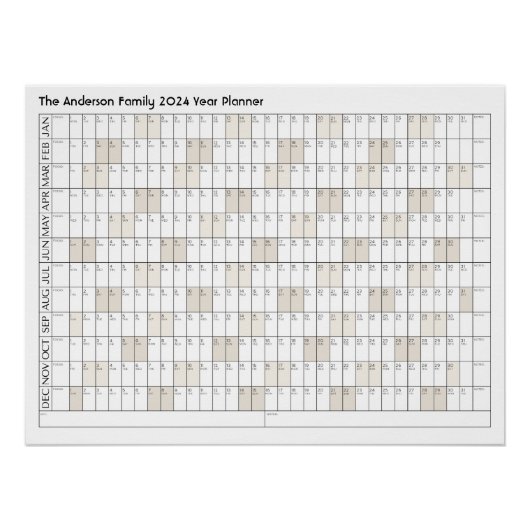 Agenda 2024 jaar Planner Familienaam Kantoor Perfect Poster (Voorkant)