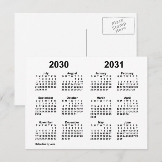 Agenda 2030-2031 van het Witte Schooljaar van Janz Briefkaart (Voorkant / Achterkant)