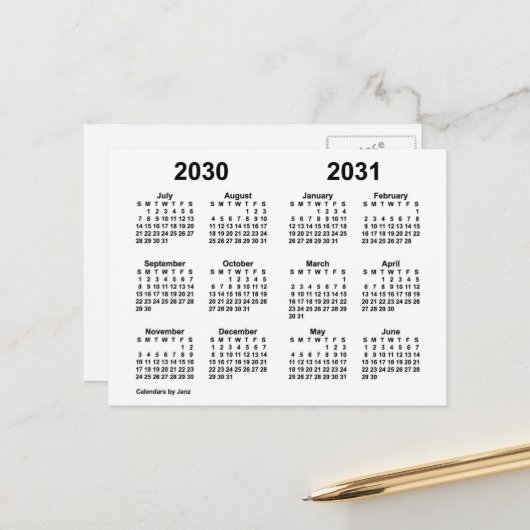 Agenda 2030-2031 van het Witte Schooljaar van Janz Briefkaart (Voorkant / Achterkant in situ)