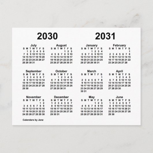 Agenda 2030-2031 van het Witte Schooljaar van Janz Briefkaart (Voorkant)