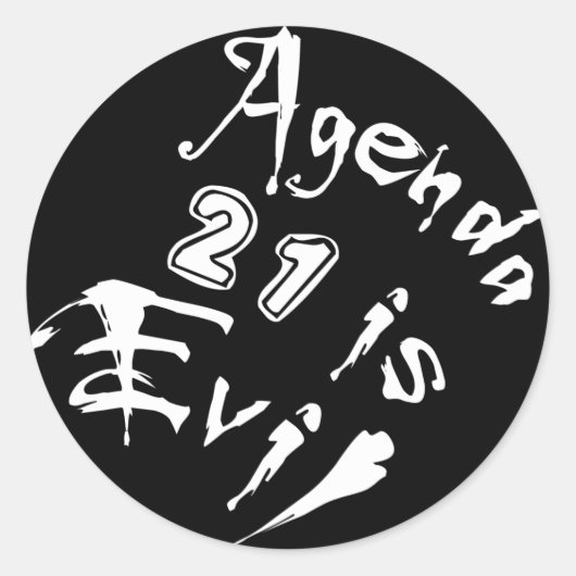 Agenda 21 Kwaad Ronde Sticker (Voorkant)