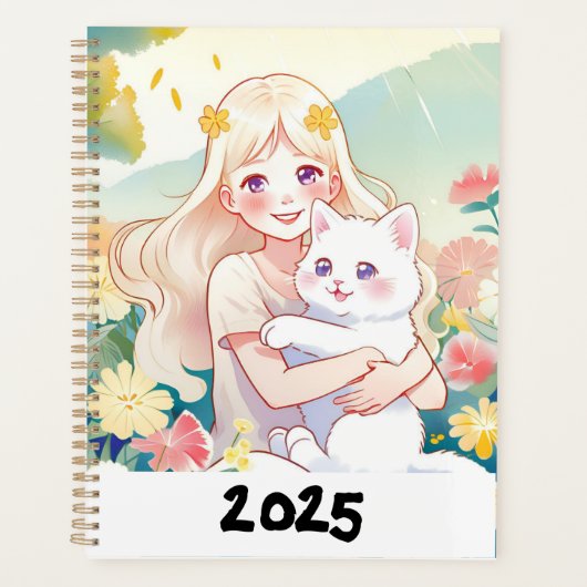 Agenda de chica abrazando a un gato (Voorkant)
