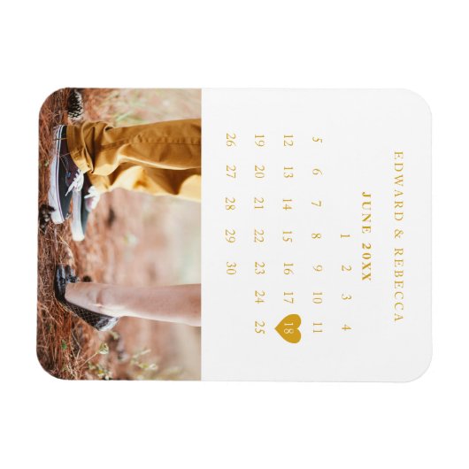Agenda Elegant Gold Photo Wedding Save the Date Magneet (Horizontaal)
