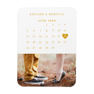 Agenda Elegant Gold Photo Wedding Save the Date Magneet