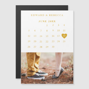 Agenda Elegant Gold Photo Wedding Save the Date Magnetische Uitnodiging