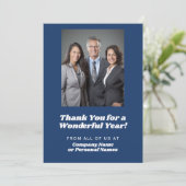 Agenda, foto - Dank u - Blue Business Feestdagenkaart (Staand voorkant)