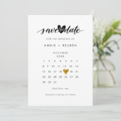 Agenda Foto Gold Love Heart bespaart datum Save The Date (Staand voorkant)