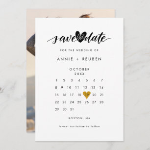 Agenda Foto Gold Love Heart bespaart datum Save The Date