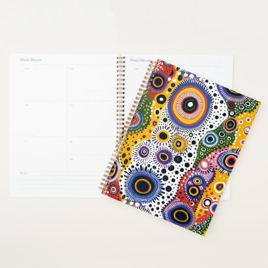Agenda Grande de Tapa Dura con Patrón Psicodélico (Display)