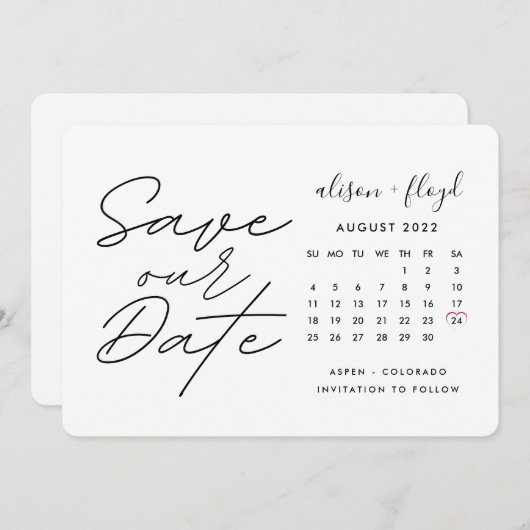 Agenda handgeschreven Rustic opslaan Datum Kaart (Voorkant / Achterkant)