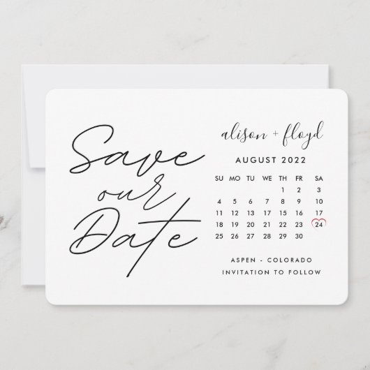 Agenda handgeschreven Rustic opslaan Datum Kaart (Voorkant)