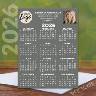 Agenda - logo, foto, zakelijk contact - grijs briefkaart