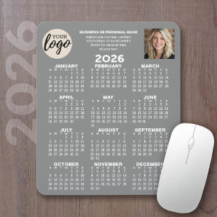 Agenda - logo, foto, zakelijk contact - grijs muismat