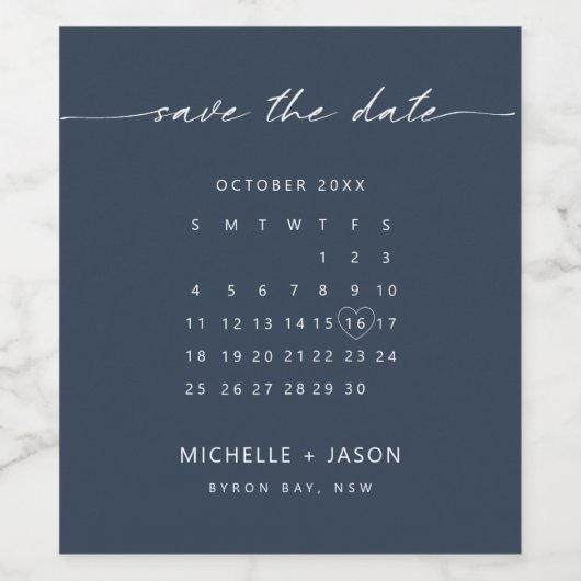 Agenda marine opslaan Datum Wijn Etiket (Enkel label)