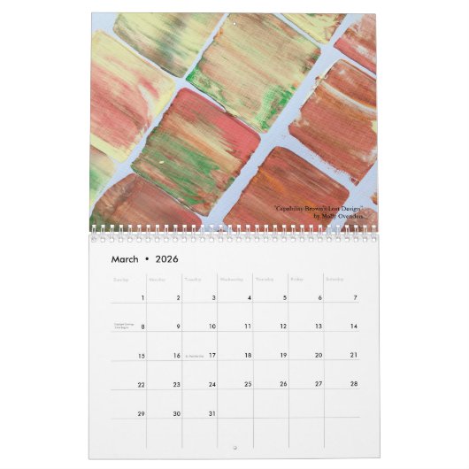 Agenda met heldere kunst en tips voor creativiteit kalender (Mar 2026)