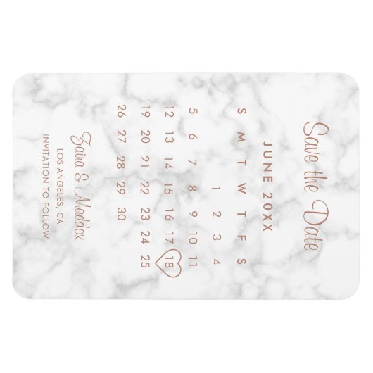 Agenda Moderne marmer Roos Gold Opslaan datum Magneet (Horizontaal)