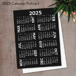 Agenda - namen voor offset in zwart-wit briefkaart<br><div class="desc">Een kalender van 2025 in zwart-wit - maar een niet-traditionele look met een modern lettertype en namen aan de zijkant gecompenseerd.</div>