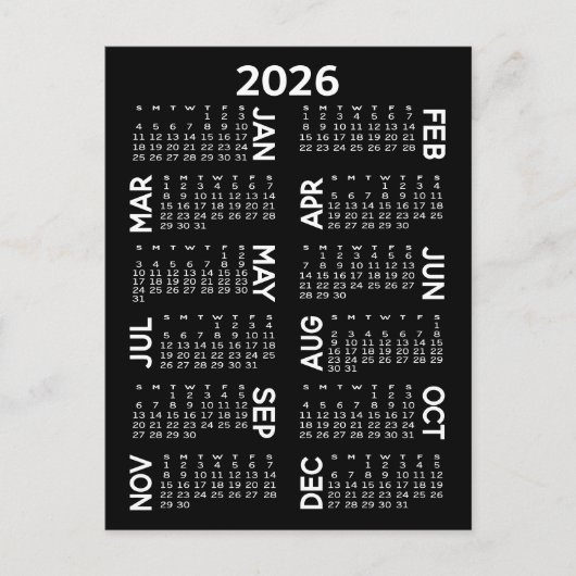 Agenda - namen voor offset in zwart-wit briefkaart (Voorkant)