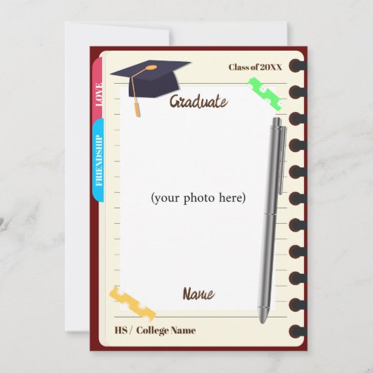 Agenda Notitieboek Multomap Afstuderen Fotofeestje Kaart (Voorkant)