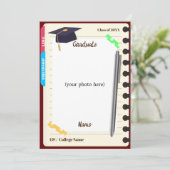 Agenda Notitieboek Multomap Afstuderen Fotofeestje Kaart (Staand voorkant)