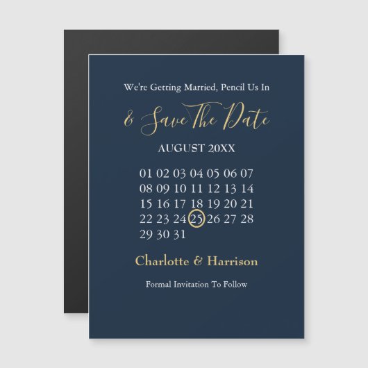 Agenda opslaan Datum 'marine Gold Editable' (Voorkant / Achterkant)