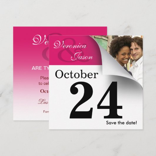 Agenda Pagina Opslaan Datum foto Save The Date (Voorkant / Achterkant)