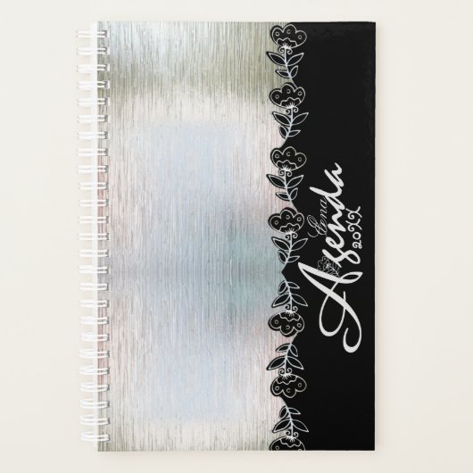 Agenda plateada personalizada con flores (Voorkant)