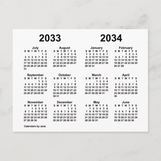 Agenda van de witte school voor het jaar 2033-2034 briefkaart (Voorkant)