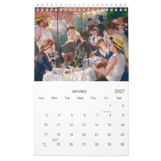 Agenda van Pierre-Auguste Renoir. Kalender (Jan 2027)
