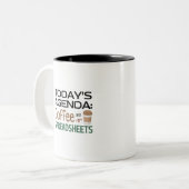 Agenda van vandaag: Koffie en spreadsheets met twe Tweekleurige Koffiemok (Voorkant links)