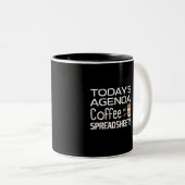 Agenda van vandaag: Koffie en spreadsheets Tweekleurige Koffiemok (Voorkant rechts)