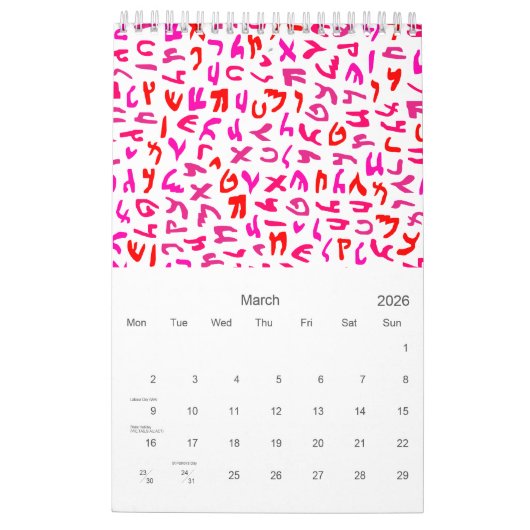 Agenda voor alfabeten kalender (Mar 2026)