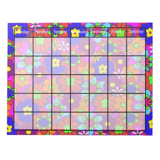 Agenda voor Hippy Retro Flowers Notitieblok (Voorkant)