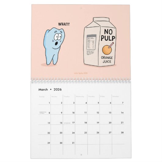 Agenda voor tandheelkunde en Cartoons Kalender (Mar 2026)