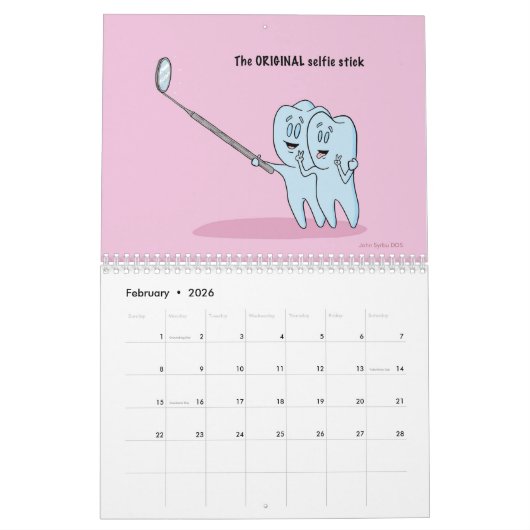 Agenda voor tandheelkunde en Cartoons Kalender (Feb 2026)