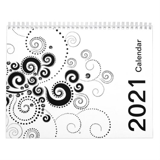 Agenda voor zwart-wit 2021 kalender (Hoes)