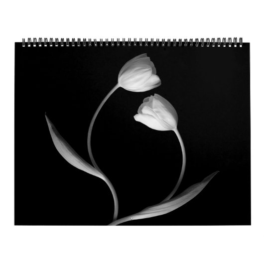 Agenda voor zwarte en witte bloemen kalender (Hoes)
