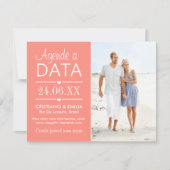 Agende a Data Foto Cartão | Cores Rosa e Branco Kaart (Voorkant)