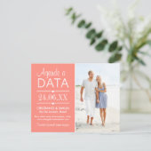 Agende a Data Foto Cartão | Cores Rosa e Branco Kaart (Staand voorkant)