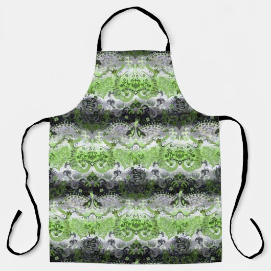 Agender Dragon Damask - Agender Pride Flag Colors Schort (Voorkant)