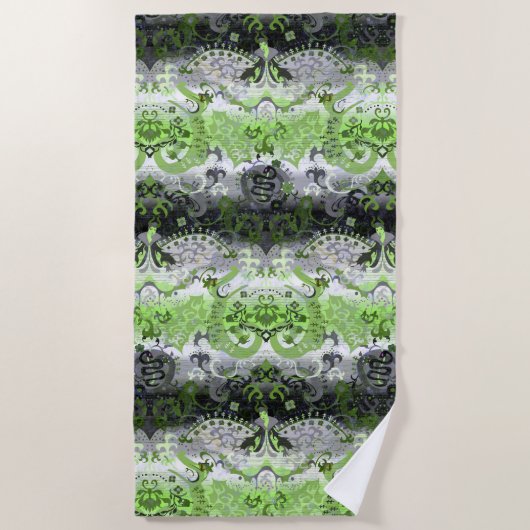 Agender Dragon Damask - Agender Pride Flag Colors Strandlaken (Voorkant)