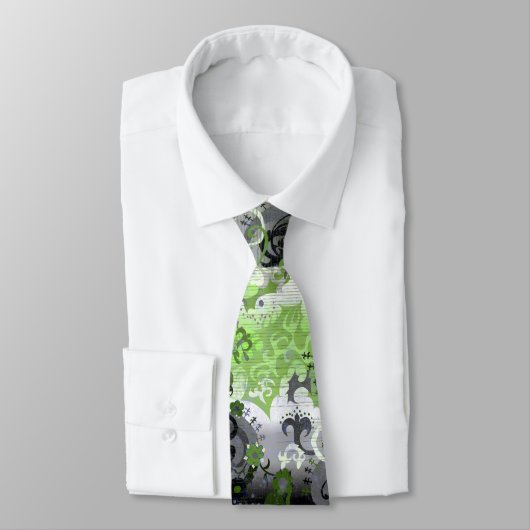 Agender dragon damask - Agender pride flag kleuren Stropdas (Gebonden)