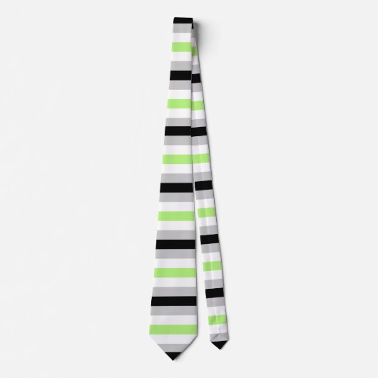 Agender Flag Striped Pride Stropdas (Voorkant)